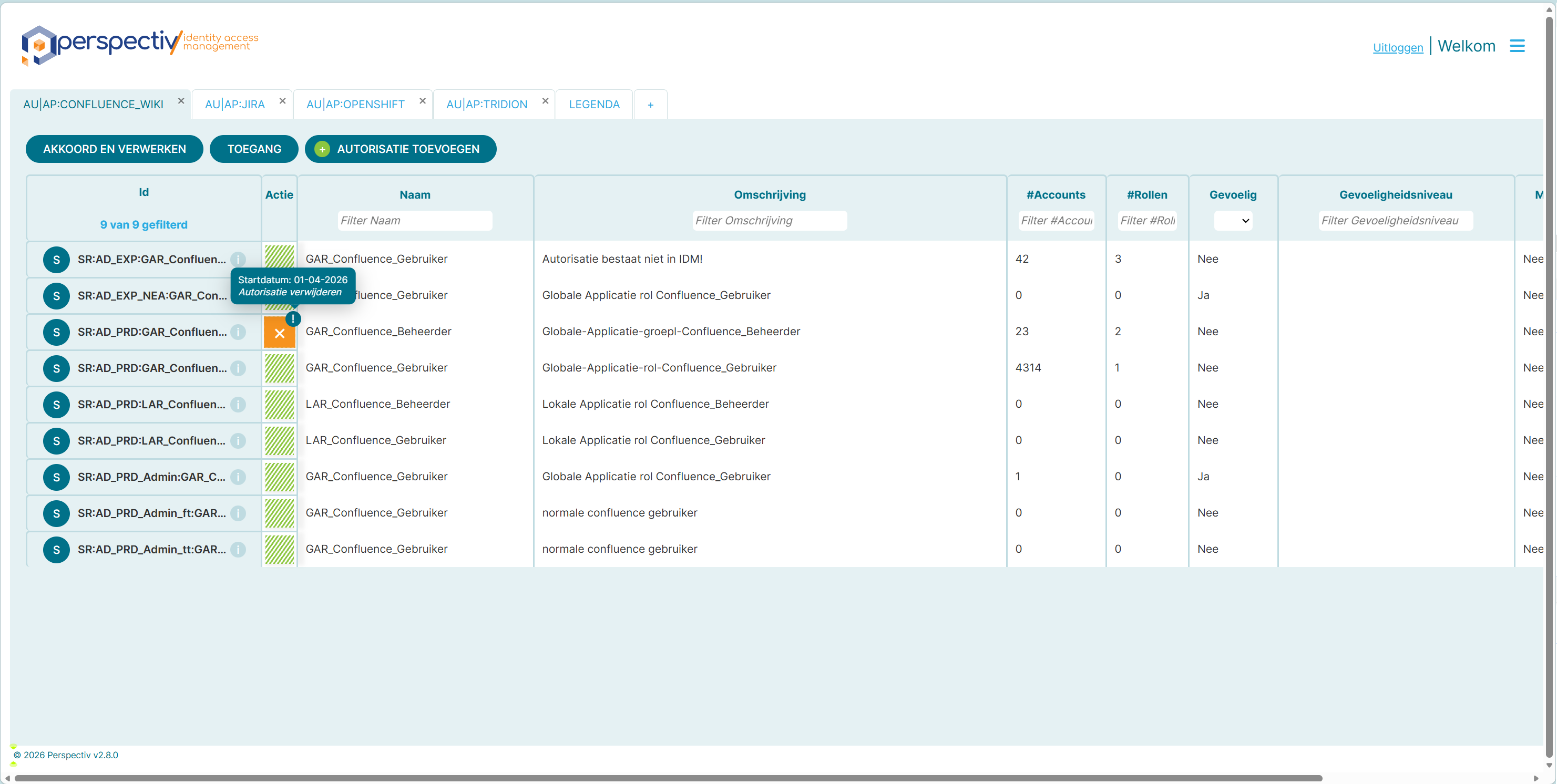 Schermafbeelding van Audit in Perspectiv in Perspectiv